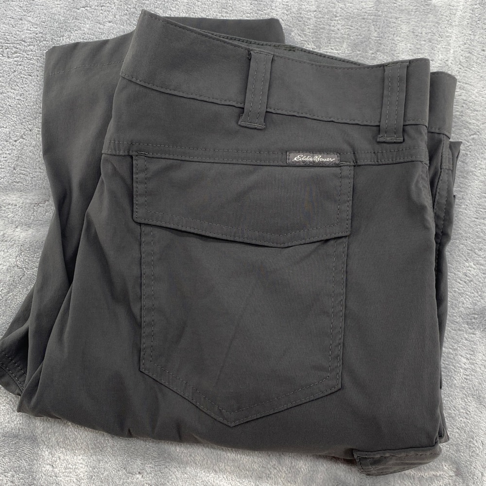 Eddie Bauer Mens 36x32 (36x31) Gray TravEx Convertible Cargo Hiking Pants/Short